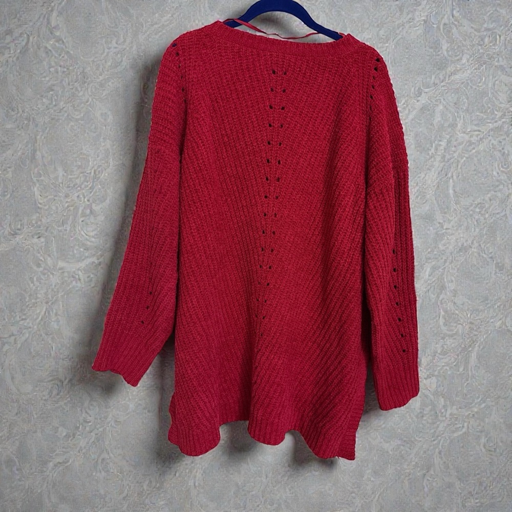 Lane Bryant Women's Fuchsia V-Neck Sweater - Picture 2 of 4